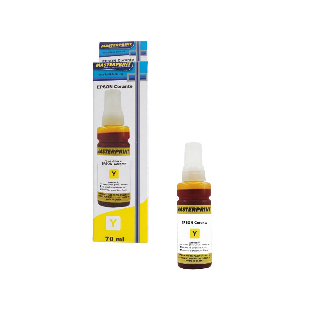 Refil de Tinta Compatível Epson 664 Amarelo 70ML MasterPrint, Para Série Ecotank Epson L120/L210/L3250