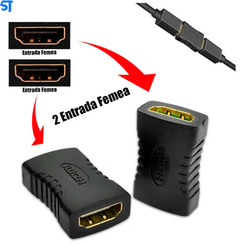 Emenda Hdmi Fêmea x Hdmi Fêmea 4K 2.0 Para PS4/ HDTV/ Computador