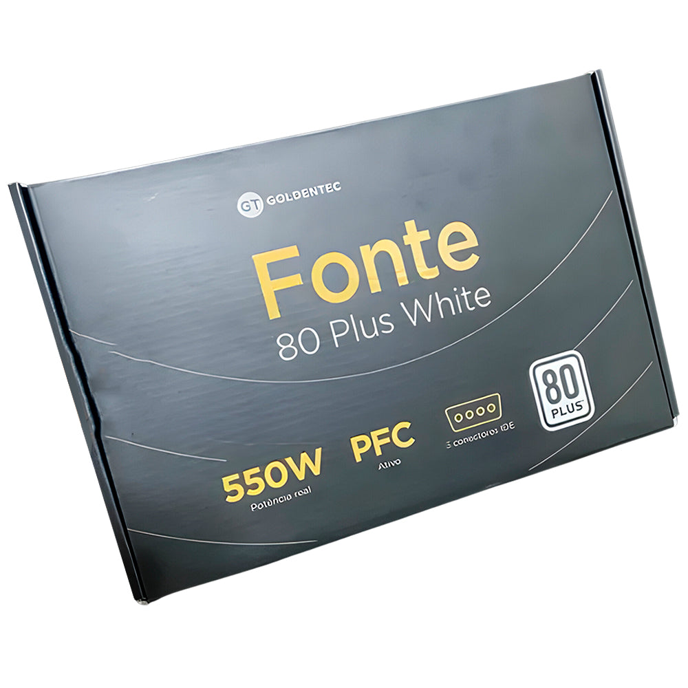 Fonte de Alimentação ATX, 550W Real, 80 Plus White, PFC Ativo, Com Cabo de Força, 100-240V