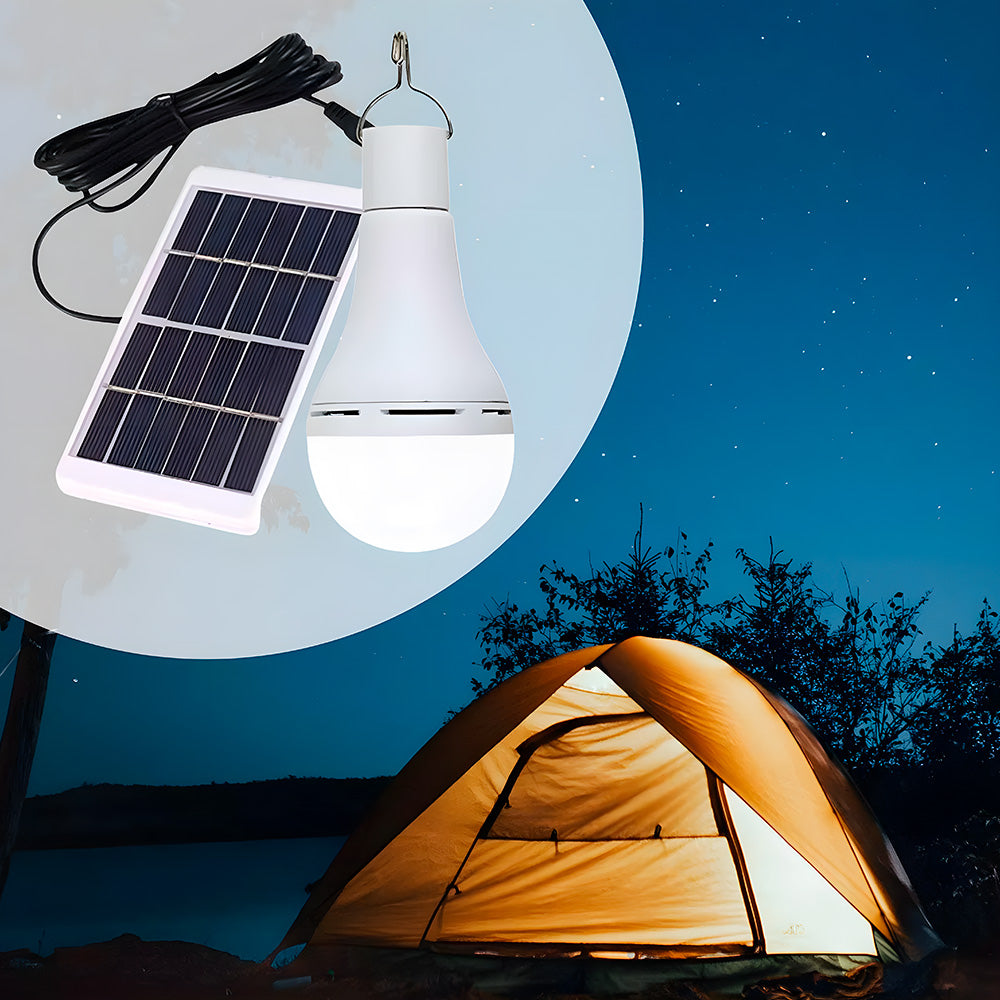 Lâmpada Bulbo LED, Externa de Emergência, Com Painel Solar, 7W, A Prova D'Água, Branco