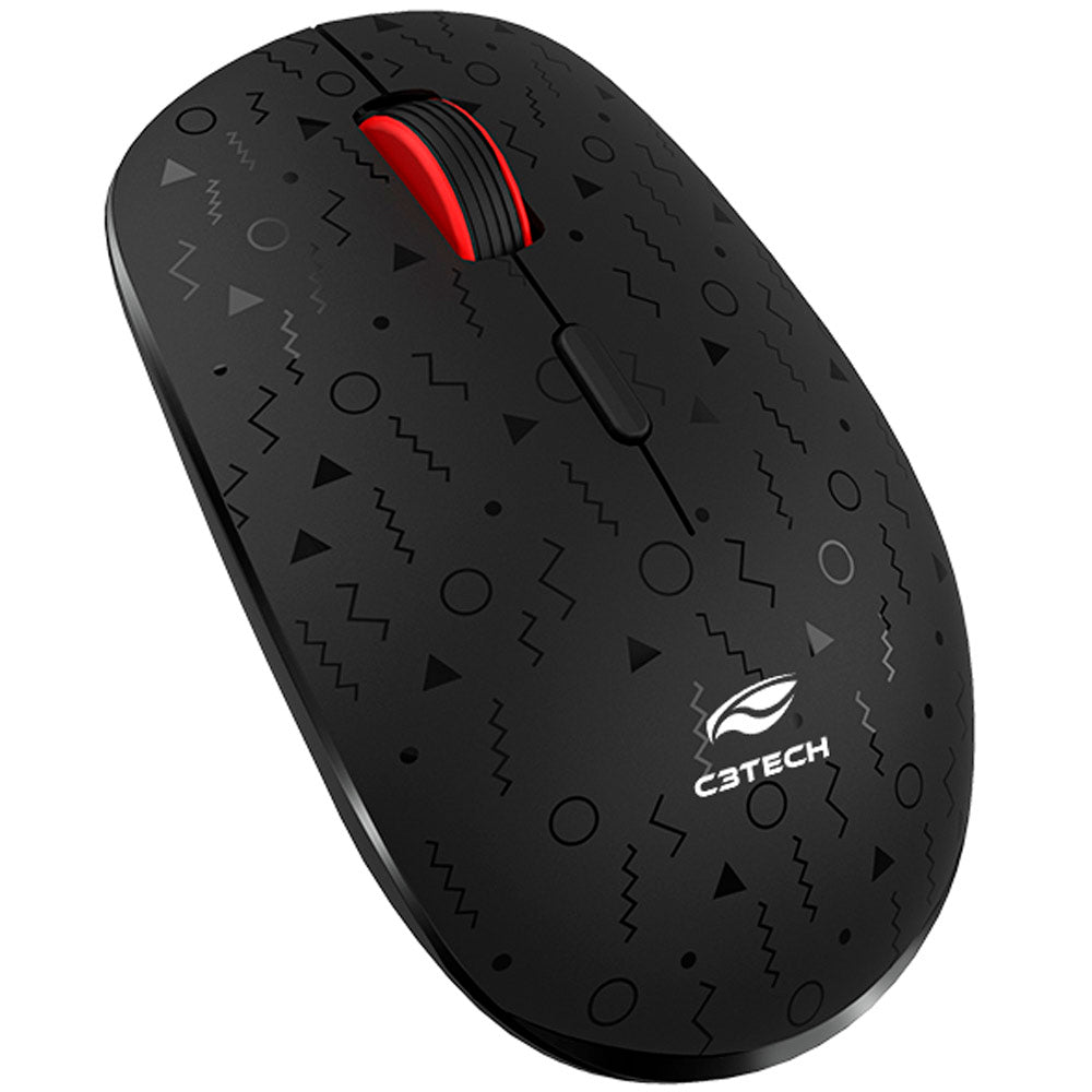 Mouse Sem Fio Recarregável M-W90BK, 1600 DPI, C3Tech - Preto