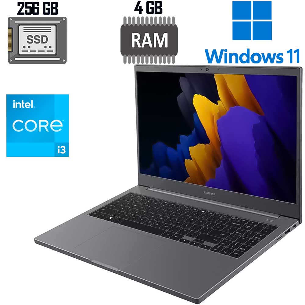 Notebook Samsung Book 11ª Ger.- Intel Core i3-1115G4-Tela 15,6" Full HD - Ram 4GB-SSD 256GB - Windows 11 - NP550XDAKV3BR