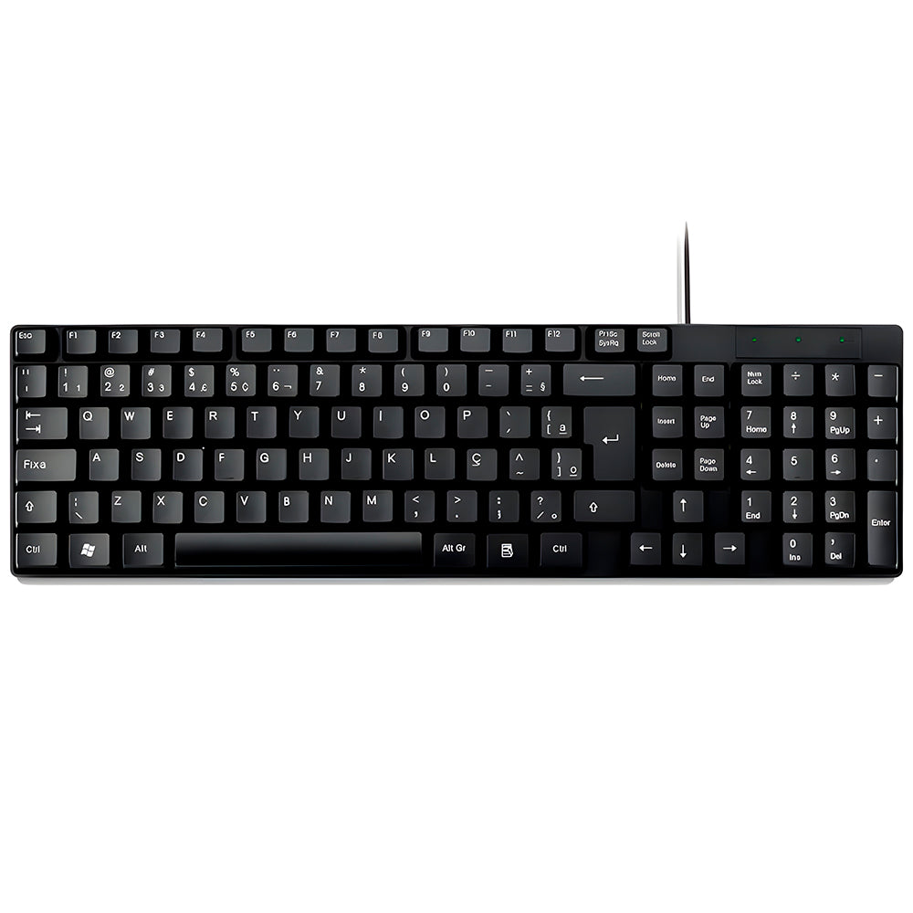 Teclado USB Slim, Plug And Play, Padrão ABNT2, GT-950, Goldentec - Preto