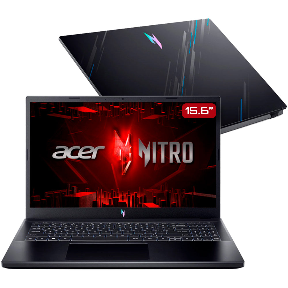 Notebook Gamer Acer Nitro V15 Core i5-13420H, 8GB RAM, RTX 3050, SSD 512GB, 15.6" FHD IPS 144Hz, Preto, ANV15-51-58AZ