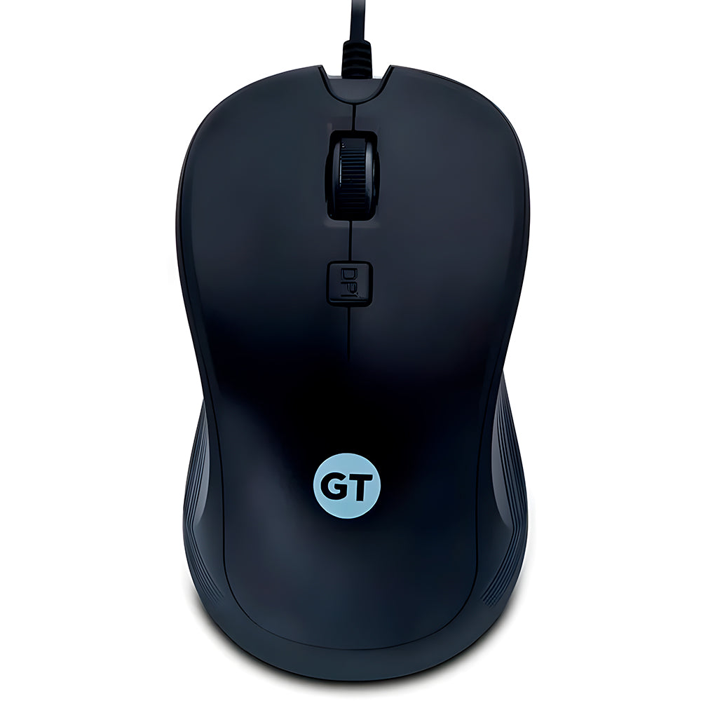 Mouse Óptico Ambidestro, GT Business, 1.200DPI, USB, Cabo 1.50Mt, Emborrachado, Preto