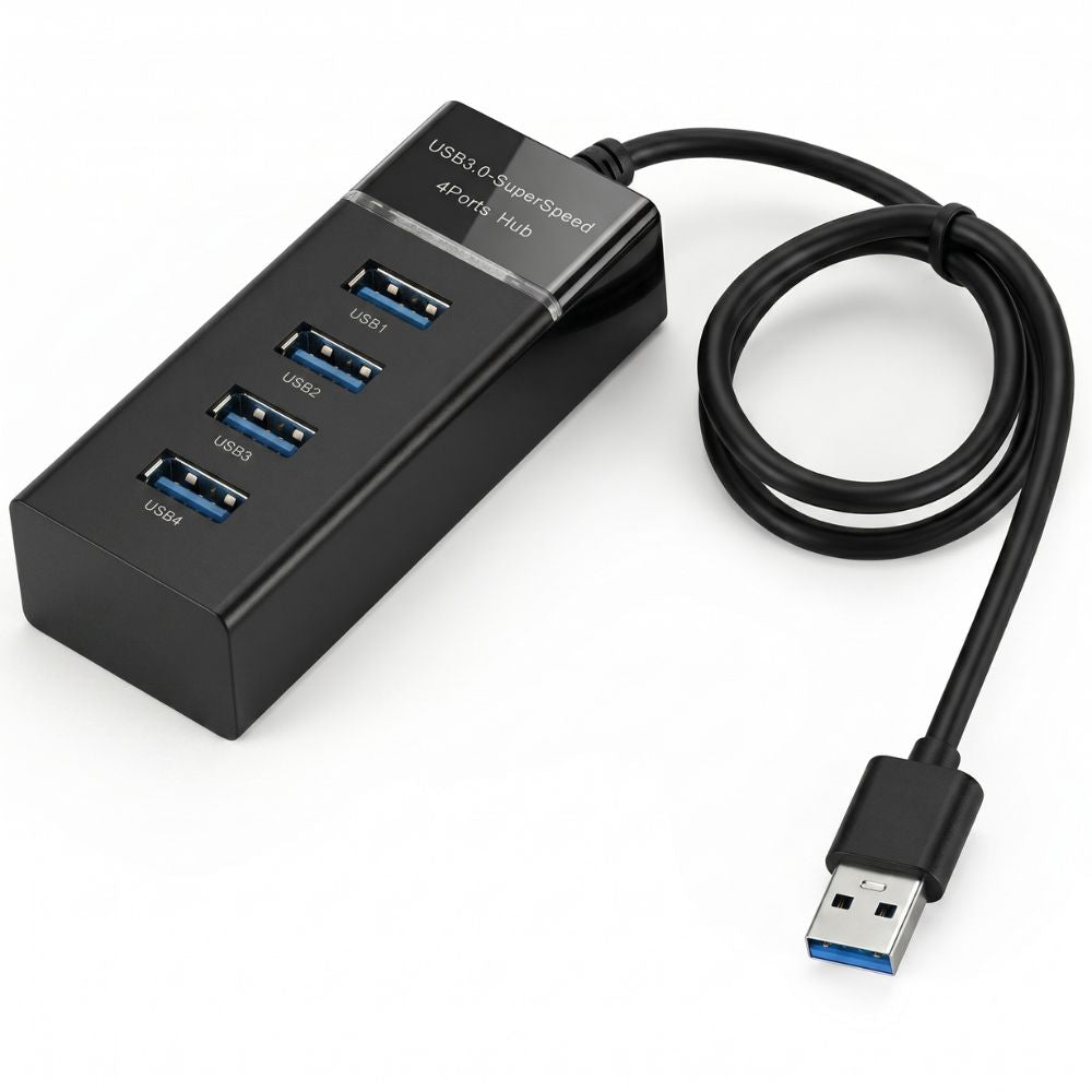 Cabo Extensor Hub Lukton USB 3.0 SuperSpeed 30Cm , 4 Portas Hub, Suporta Até 500GB - Preto