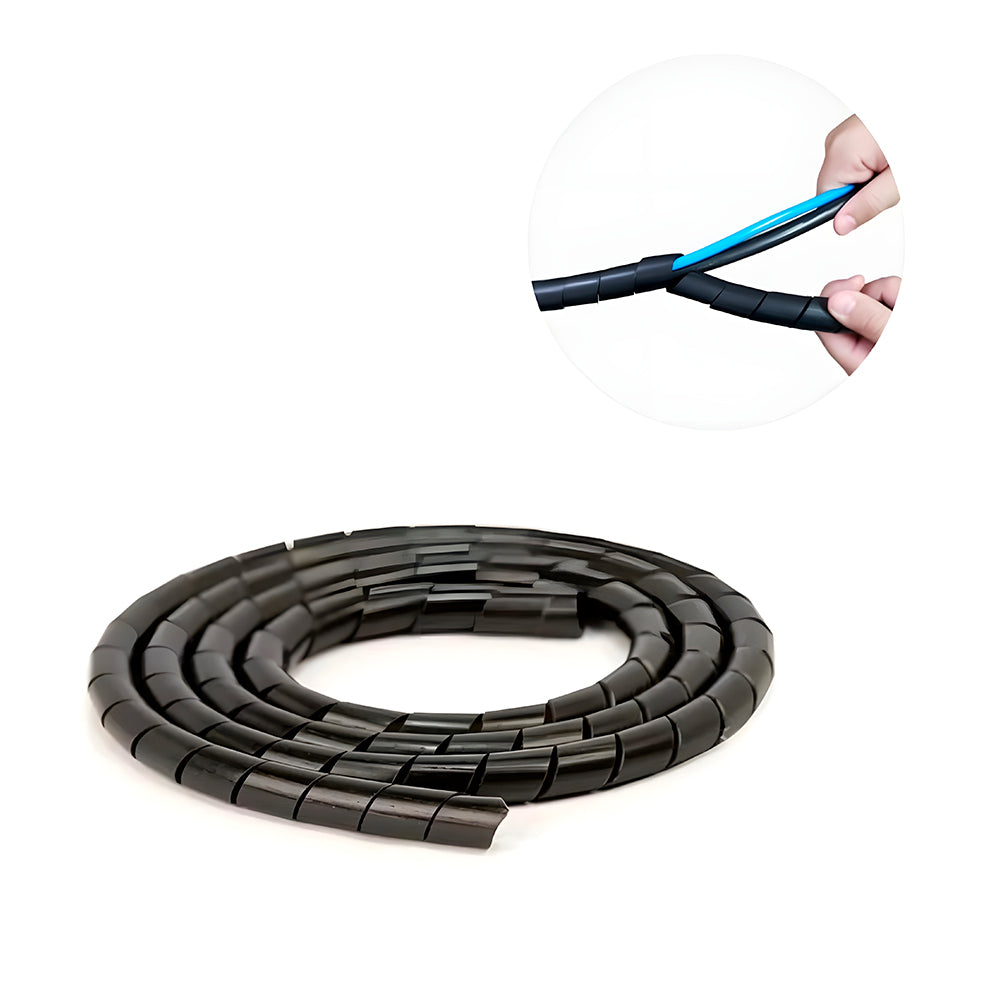 Organizador Espiral Para Cabos E Fios, Diametro 19mm X 2 Metros - Preto