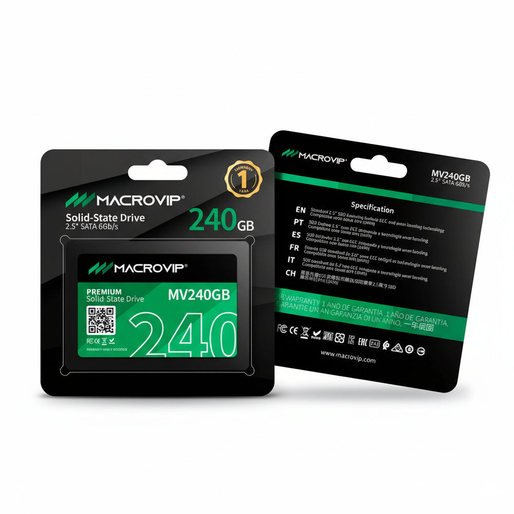 SSD Macrovip Premium 240GB 2,5'' Sata III 6Gb/s Leitura de Até 520Mb/s, Gravação Até 450Mb/s, MV240