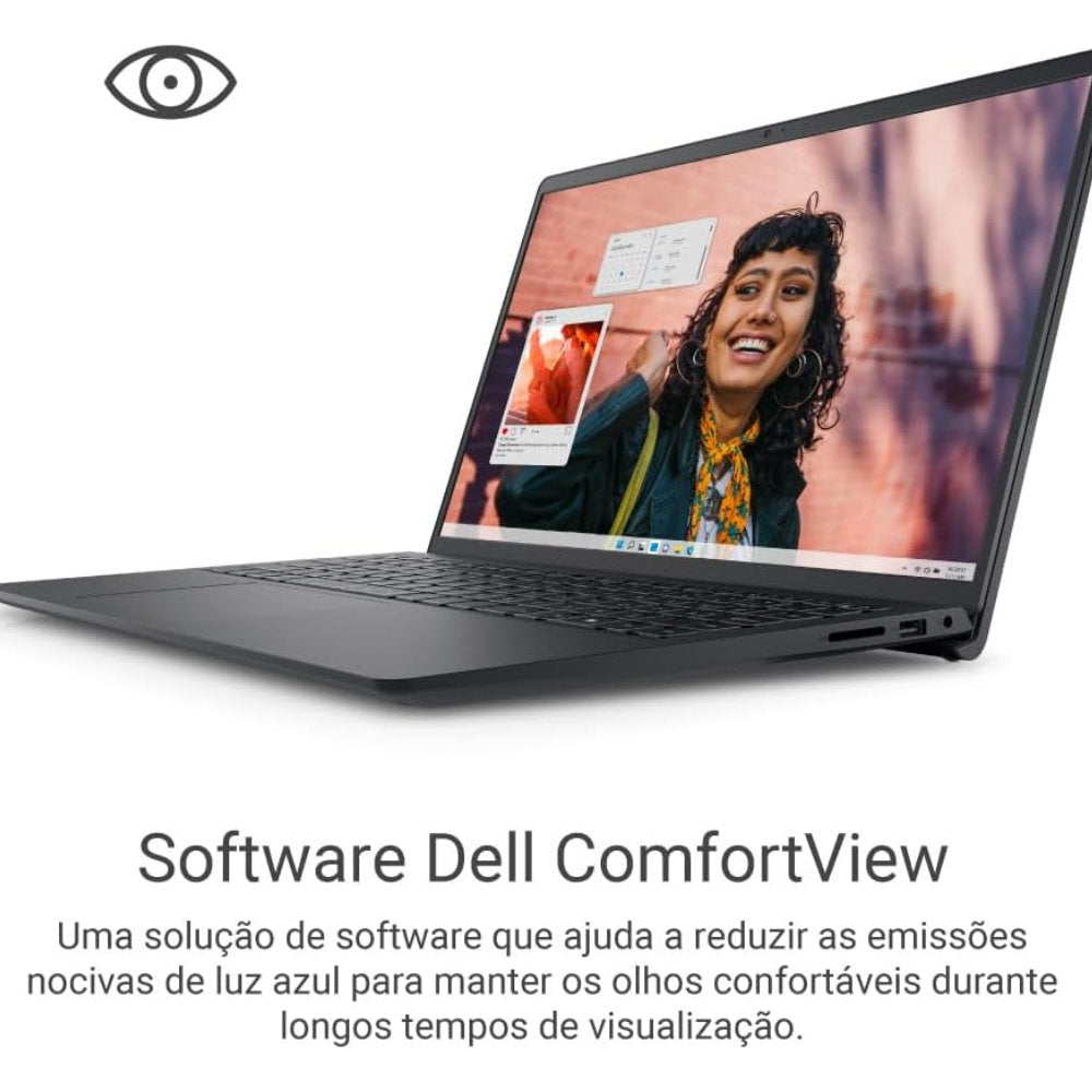 Notebook Dell Inspiron i15-i3100-A15P, Intel Core 3-100U, RAM 8GB DDR4 SSD 512GB, Tela 15.6" FHD 120Hz, Win 11, Preto