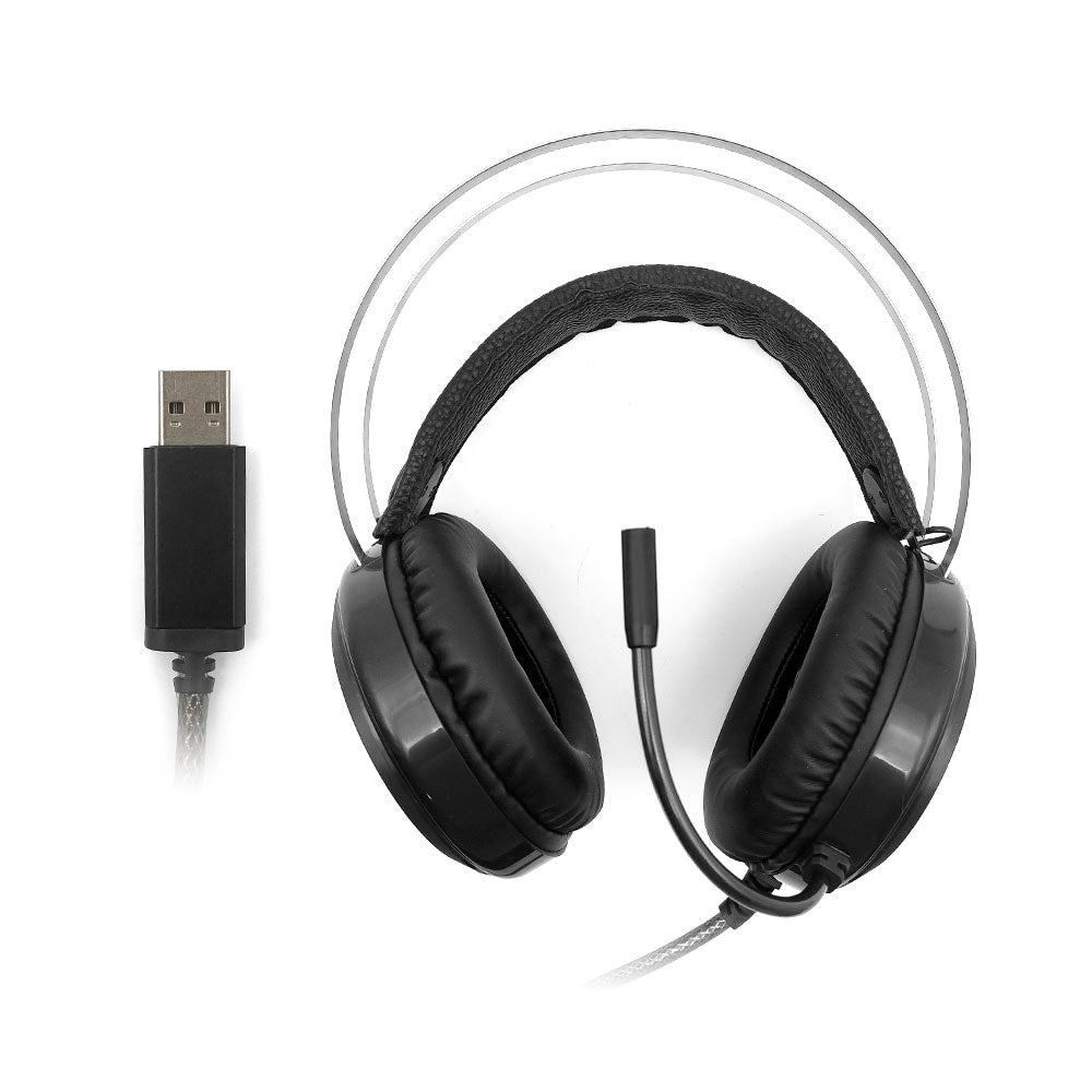 Headset Gamer USB Kestrel PH-G720BK C3Tech, Over-Ear, Microfone Integrado, Iluminação RGB, Áudio Virtual 7.1, 50mm