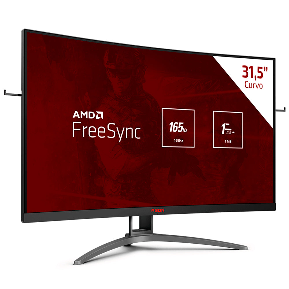 Monitor Gamer AOC Agon 31.5' LED, Curvo, 165 Hz Full HD 1ms FreeSync Premium HDMI/DisplayPort, RGB Light FX - AG323FCXE