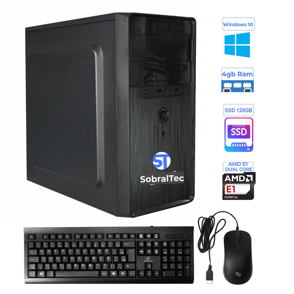 Computador SobralTec Dual Core A68N-2100 E1 -HD SSD 120 Gb -Memória 4 Gb Com Teclado e Mouse