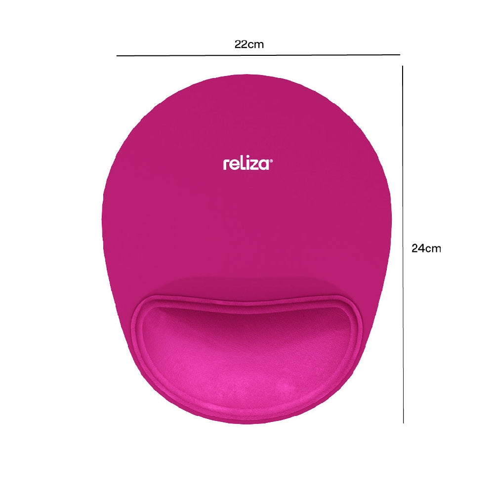 Mouse Pad Ergonômico 24 x 20,6cm, Reliza Comfort, Apoio para Pulso e Base Antiderrapante - Magenta