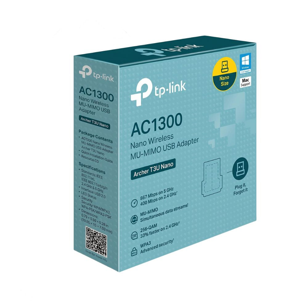 Adaptador USB WI-FI  T3U Nano AC1300 Wireless MU-MIMO USB (867 MBPS 5GHz/400Mbps 2.4GHz)