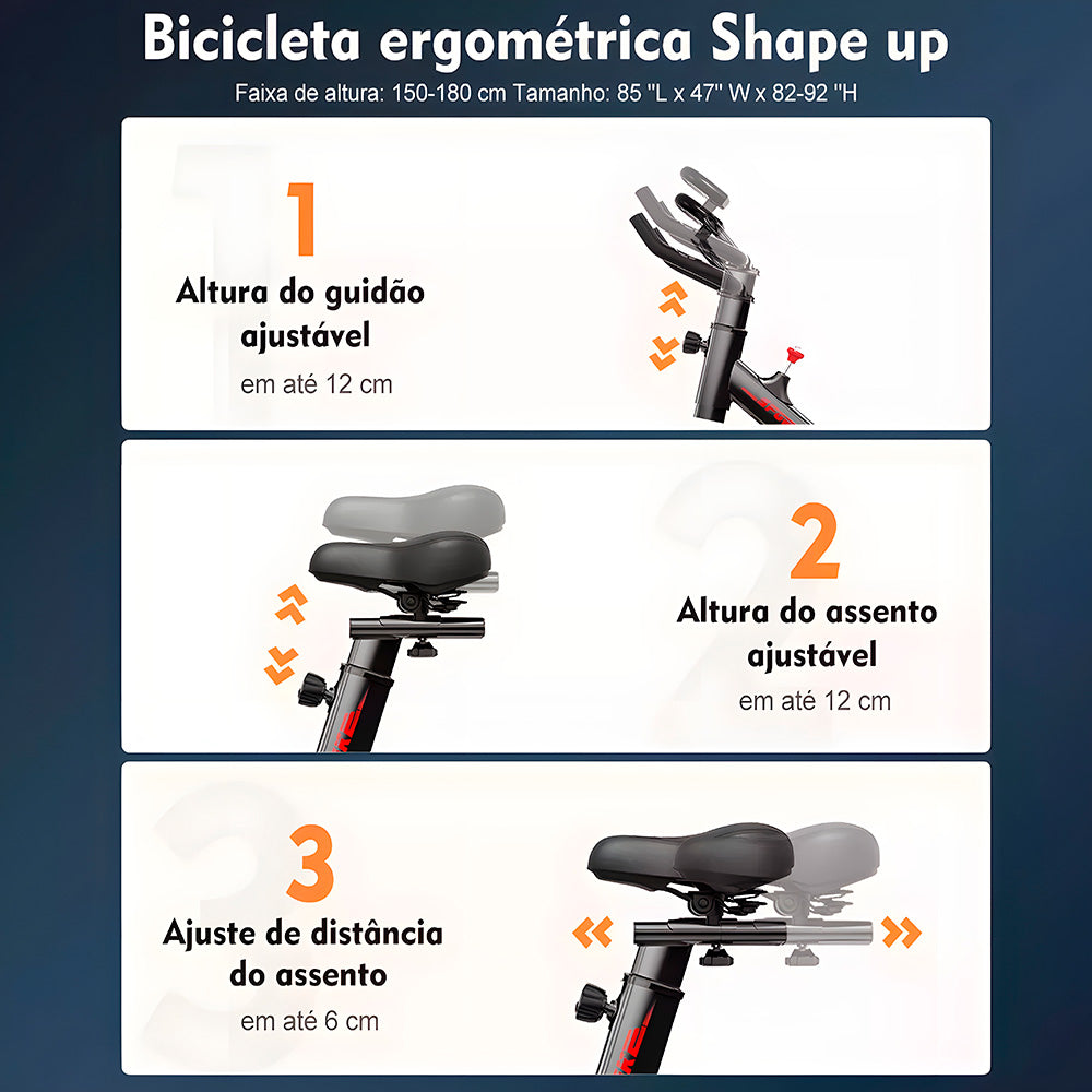 Bicicleta Ergométrica Fitness Spinning Preto e Vermelho