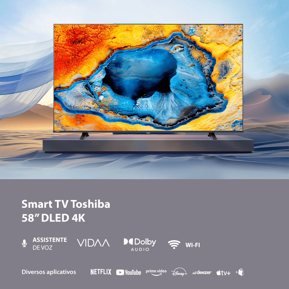 Smart TV DLED 58" 4K Toshiba 58C350NS VIDAA 3 HDMI 2 USB Wi-Fi - TB031M