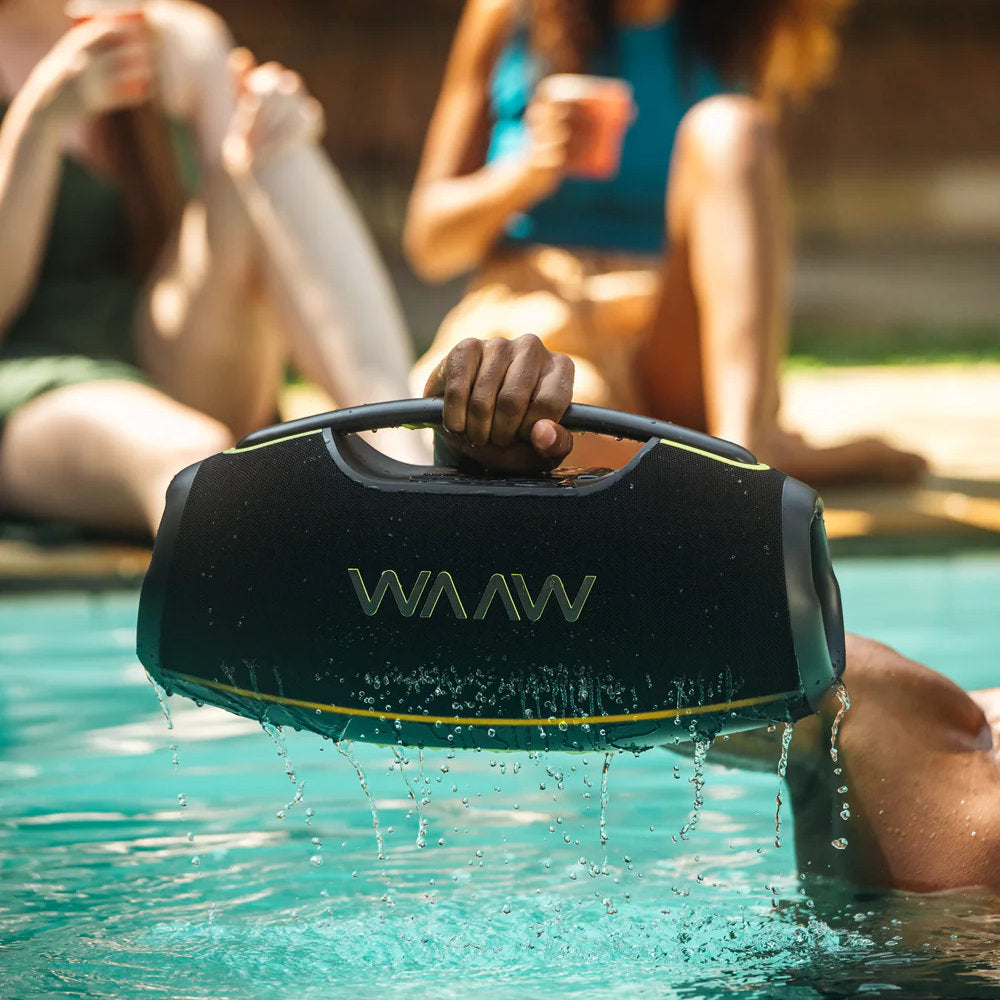 Caixa de Som Bluetooth Waaw by Alok Hyperboom 1000 Preto, 180W, RMS, IPX4, Bateria 24h, TWS, Party Mode