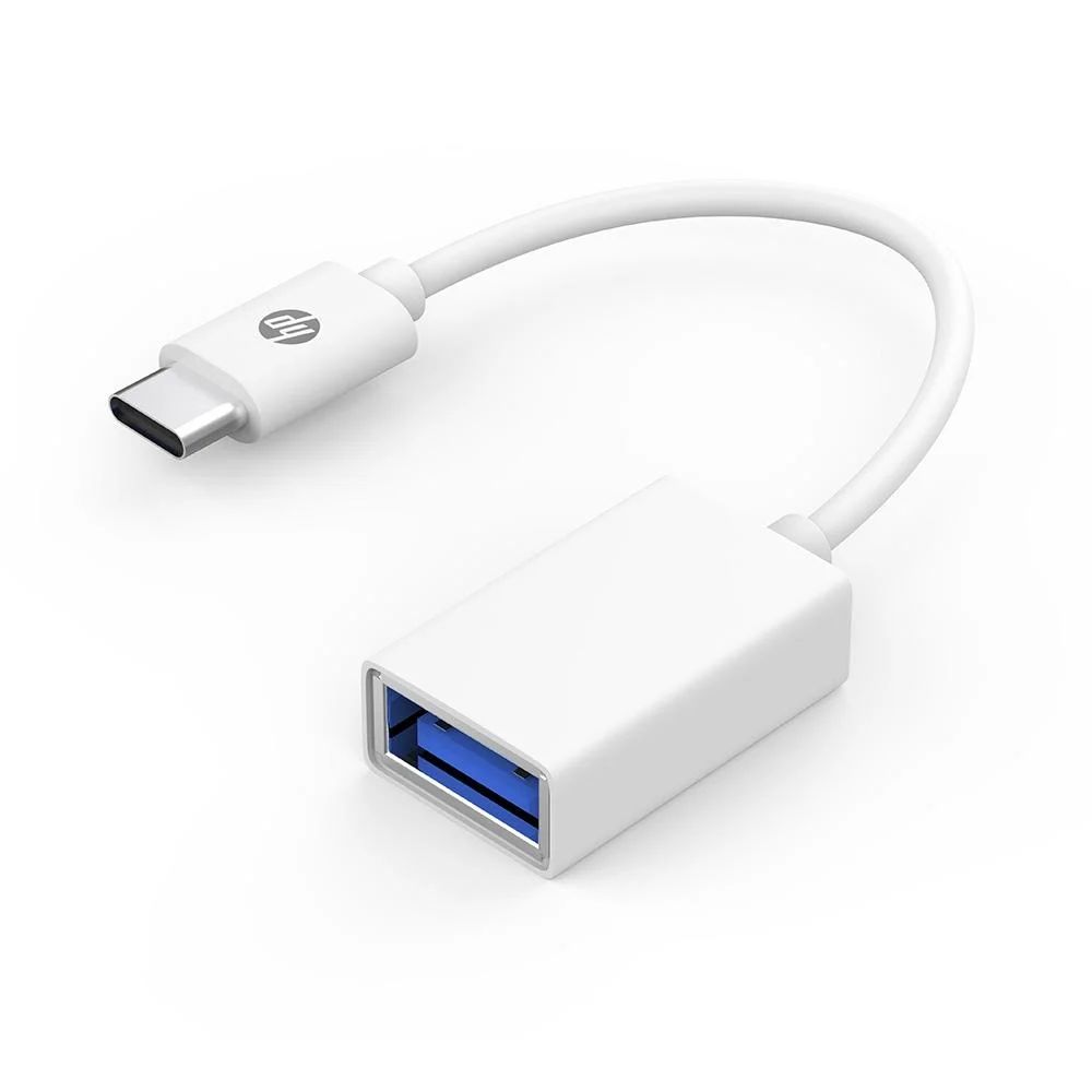 Cabo Adaptador OTG USB para USB-C HP DHC-TC105 Suporte para transmissão de dados de 5Gbps/s, Branco