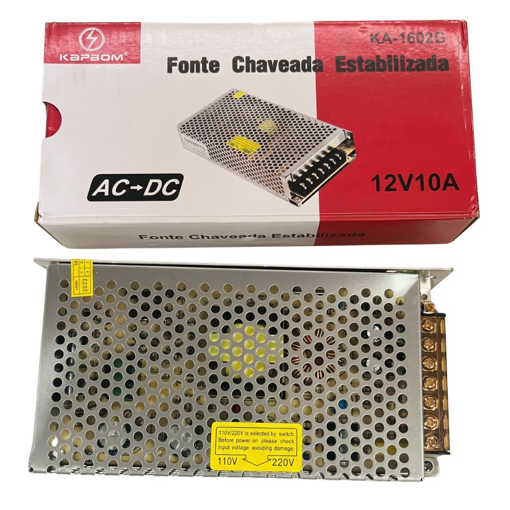 Fonte Chaveada Kapbom KA-1602G 12V 10A 120W Bivolt