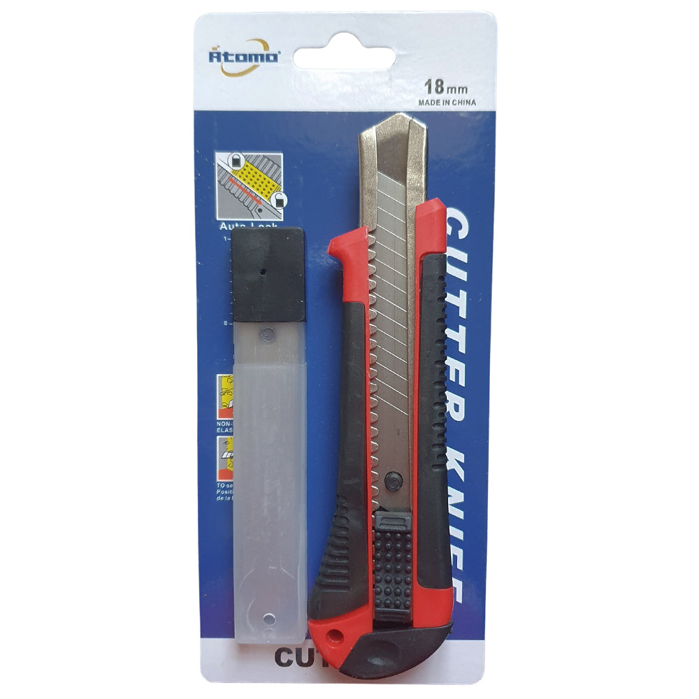 Estilete Profissional Cutter Knife Com Laminas 18mm Vermelho - Atomo