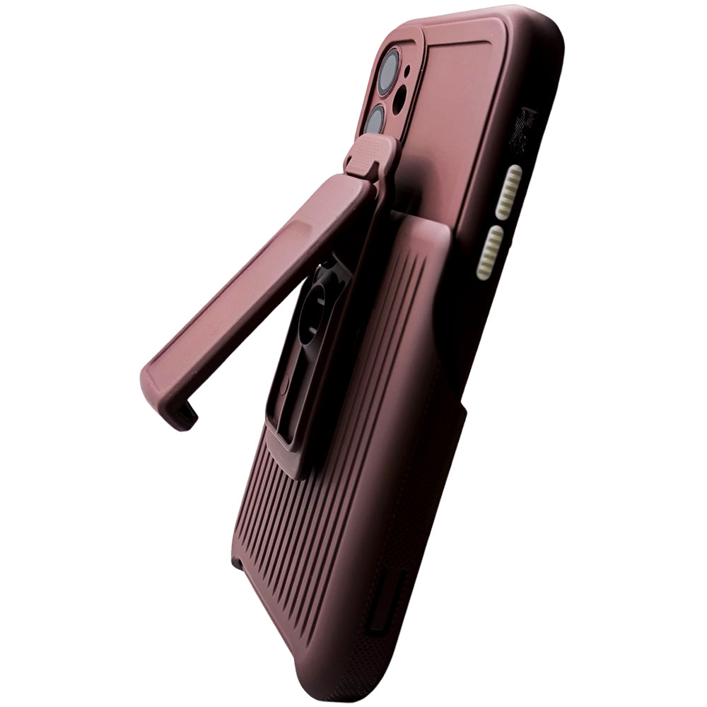 Capa Resistente Para iPhone 11, Com Suporte Clip, Anti-Impacto, Marrom