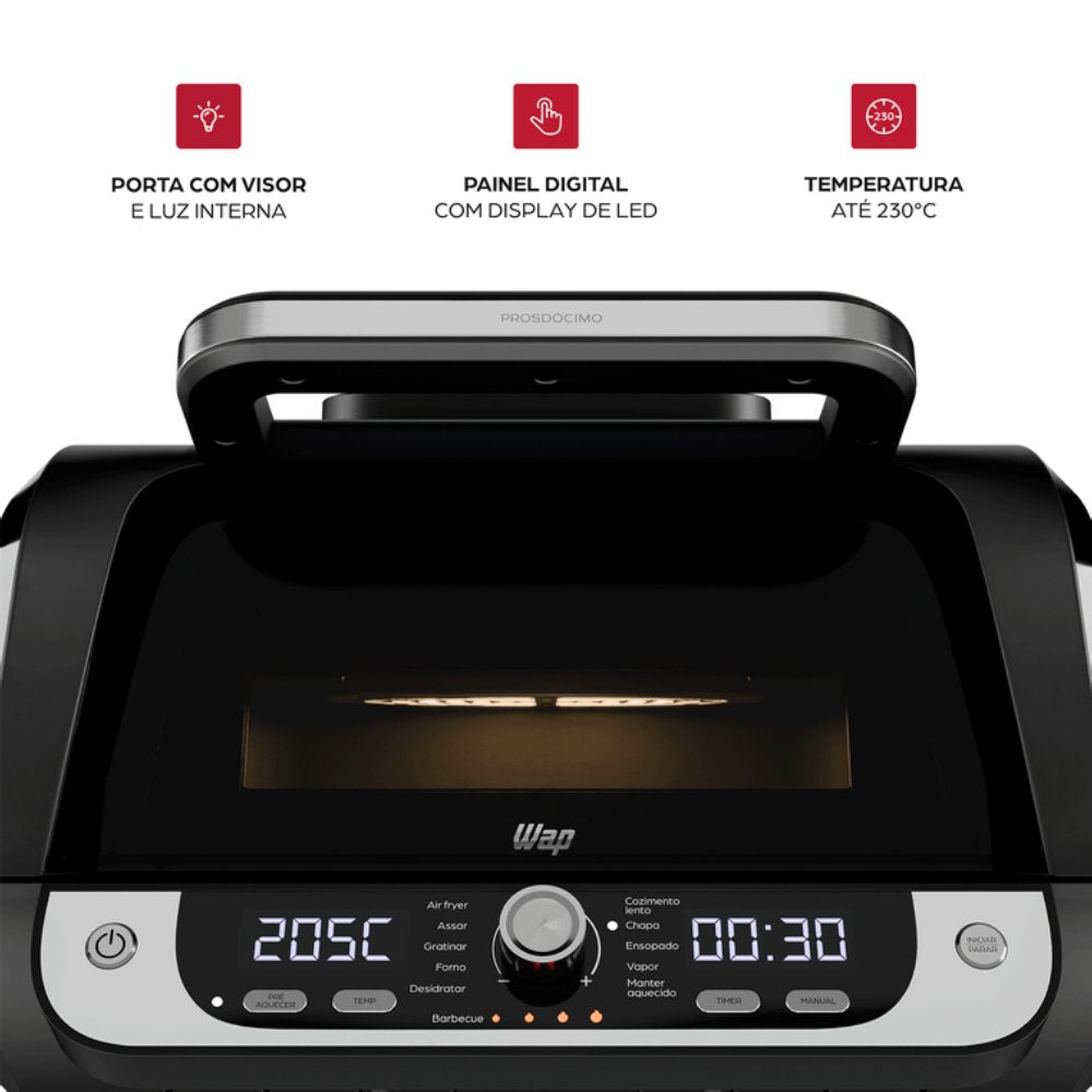 Fritadeira Air Fryer WAP Barbecue Prosdócimo 10L Digital Smokeless Grill 12 em 1 220V
