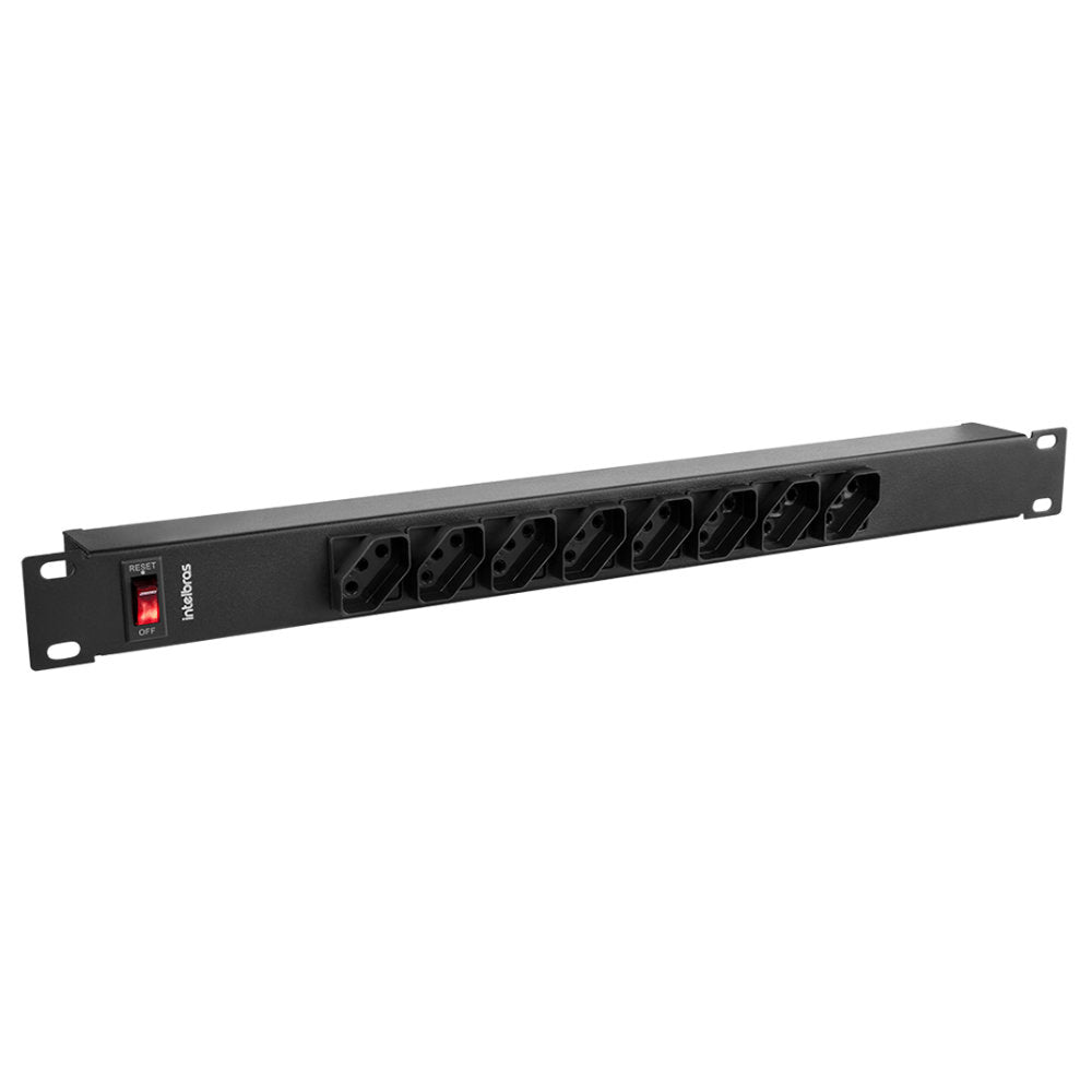Protetor Eletrônico Intelbras EPR 208+, 8 Tomadas, Rack 19" 1U, Bivolt, 10A, 3m Cabo, Preto