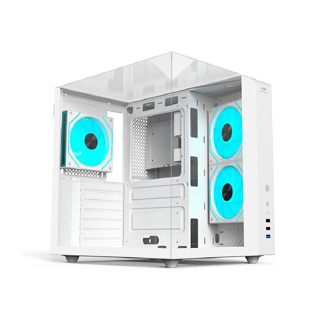 Gabinete Gamer C3Tech Aquário MT‑G950WH, Vidro Temperado, USB 3.0, Mid Tower, Sem Fonte, Branco - Aquarius