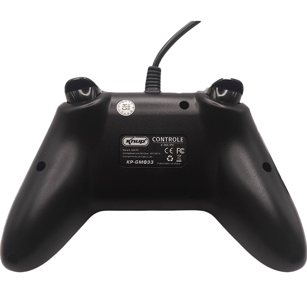 Controle XBOX 360 USB Com Fio, Para Computador e Notebook, KNUP, KP-GM033, Preto
