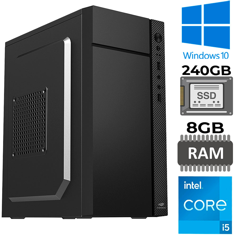 Computador Core i5-2500s, Memória RAM 8GB, SSD 240GB, GT-H61 Com Slot M2, Rede Gigabit, MT-34BK, Windows, MousePad Brin