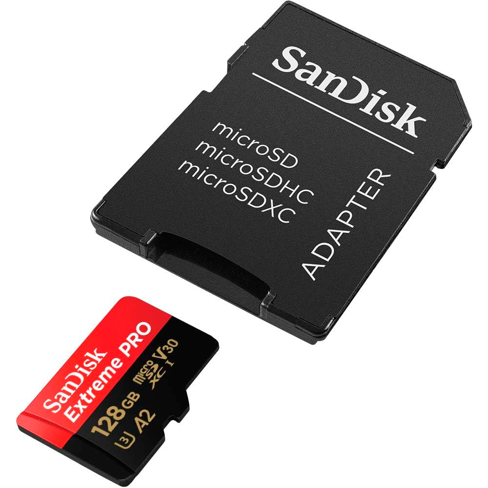 Cartão Micro SD SanDisk Extreme Pro UHS-I 128GB U3 V30 A2 200MB/s com Adaptador SD - 4K UHD e Full HD
