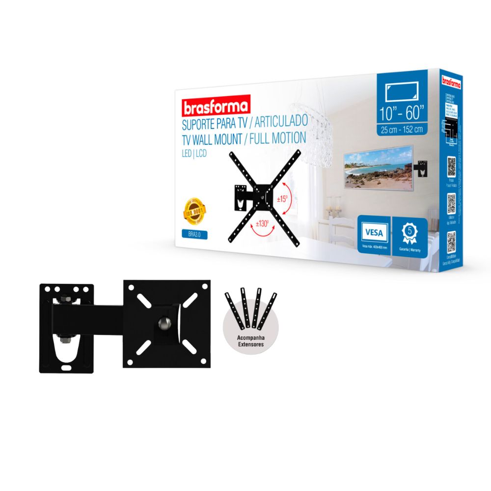 Suporte Articulado Para Tv 28 32 40 42 43 49 50 55 e 60 Polegadas BRA3.0 - Brasforma