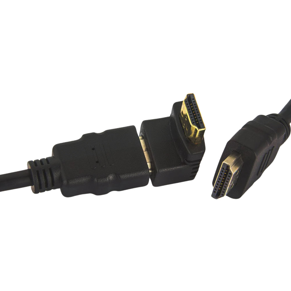 Adaptador HDMI Fêmea Para HDMI Macho 90° Graus em L , Fixo - Preto