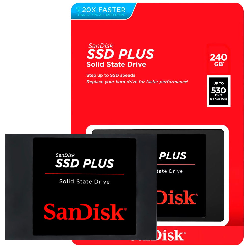 SSD SanDisk 240GB G26 Plus 2.5" SATA III Leitura 530Mb/s Gravação 440Mb/s