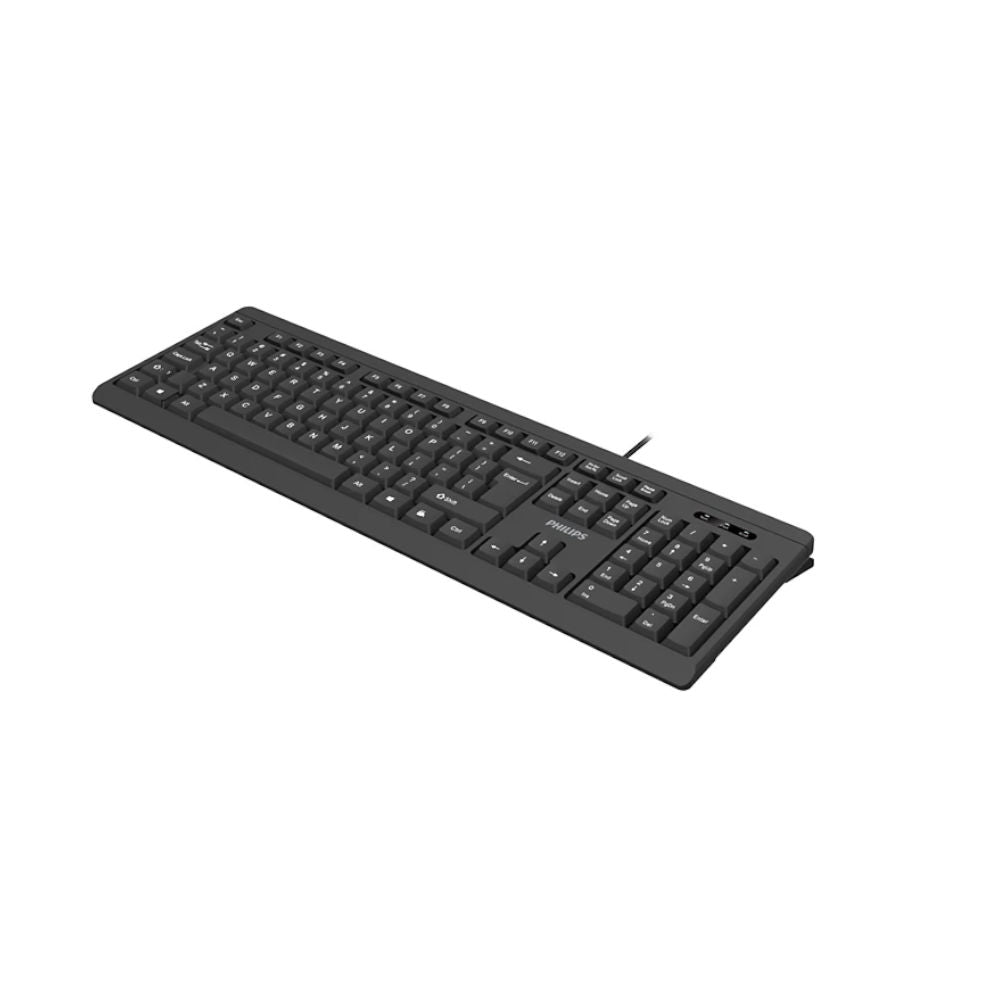 Teclado Philips K224/SPK6224 USB Com Fio Resistente a Respingos Teclado Númerico Home Office - Preto