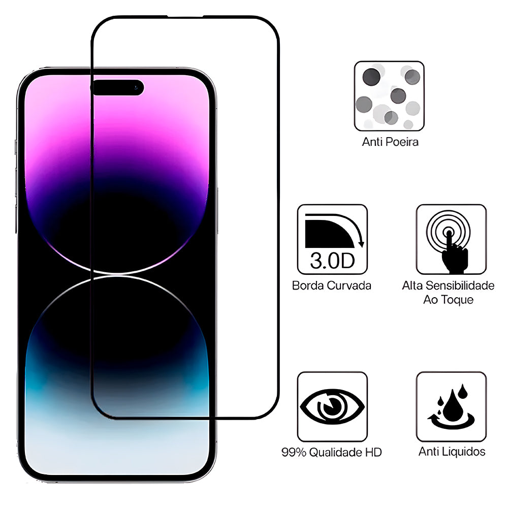 Película Protetora de Tela, 3D, Para iPhone 15 Plus / 14 Pro Max
