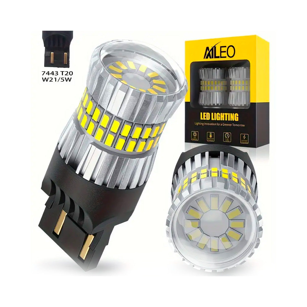 Kit Lâmpada LED CANbus, Para Lanterna Traseira do Carro, 12V, Soquete 7443, W21, 5W, Luz Amarela