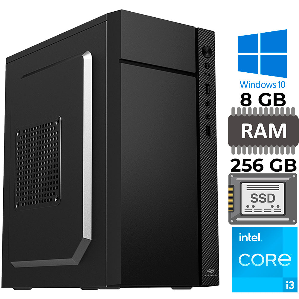 Computador Core i3-3240, RAM 8GB, SSD 256GB Adata, GT-H61 Com Slot M227027, Rede Gigabit, MT-34BK, Windows, Mousepad Bri