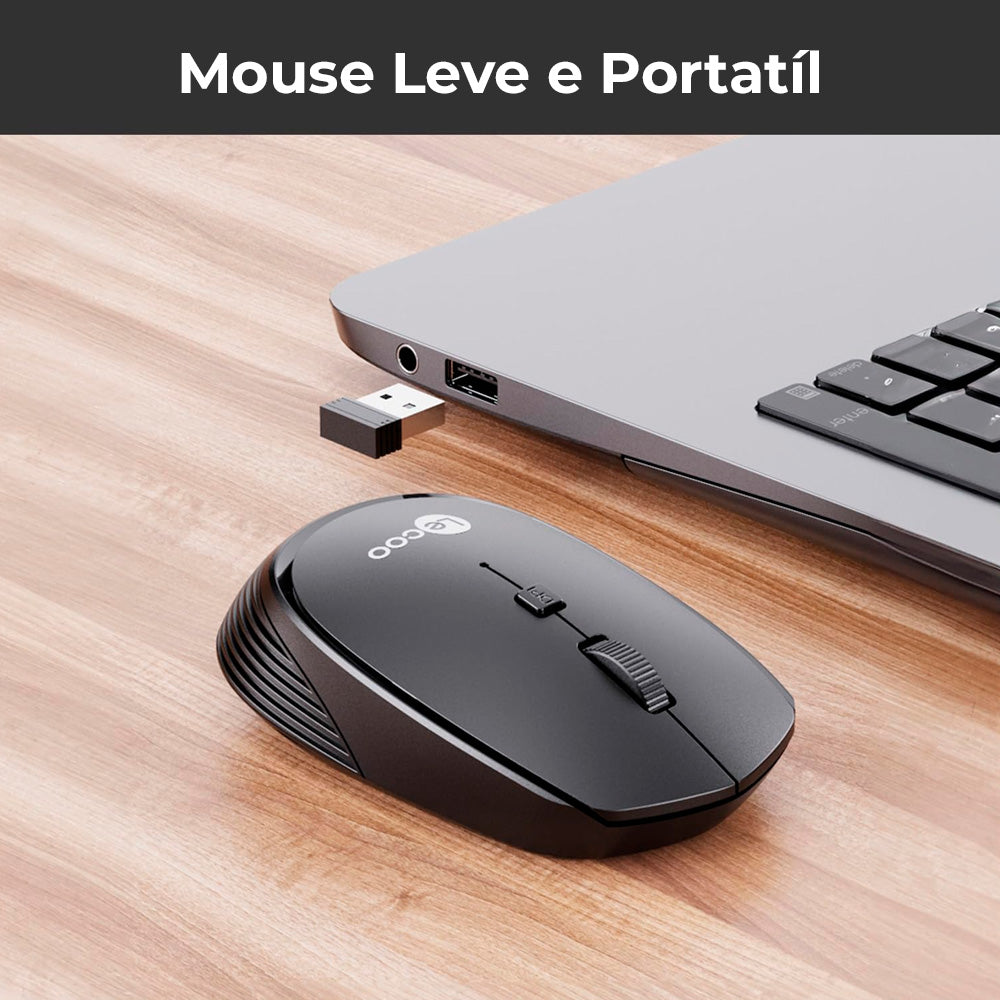 Mouse Sem Fio Lecoo Lenovo, 4 Botões, Controle DPI, Ambidestro, WS202, Preto