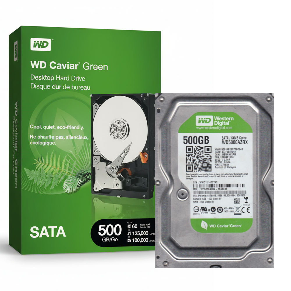 HD Interno Desktop WD Caviar Green 500GB SATA 6Gb/s 5400RPM 64MB Cache WD5000AZRX 3.5"