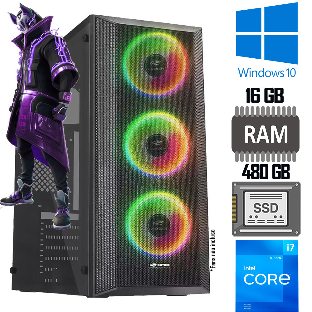 Computador Gamer Core i7 - 8700 , Memória Ram 16GB, HD SSD 480, Placa de Vídeo 8GB - Com Fans RGB
