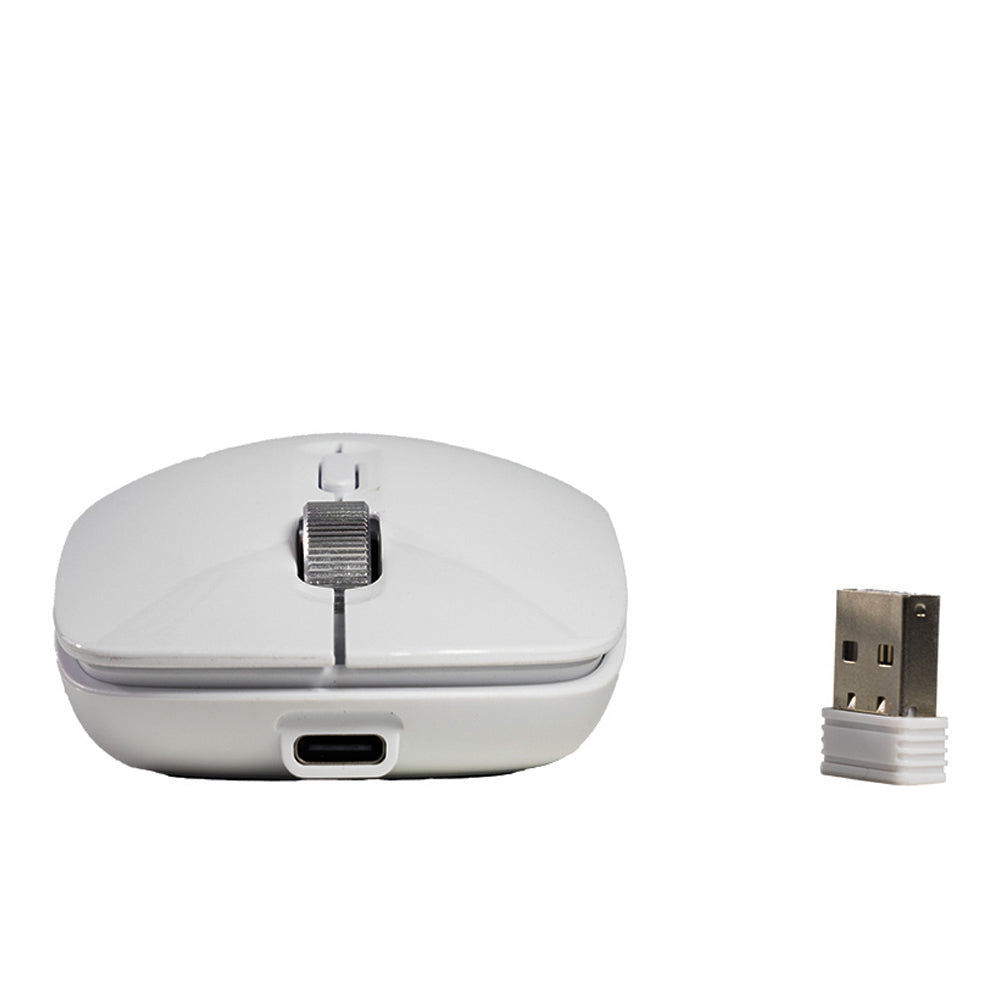 Mouse Sem Fio Recarregável M-W80WH C3Tech, Branco