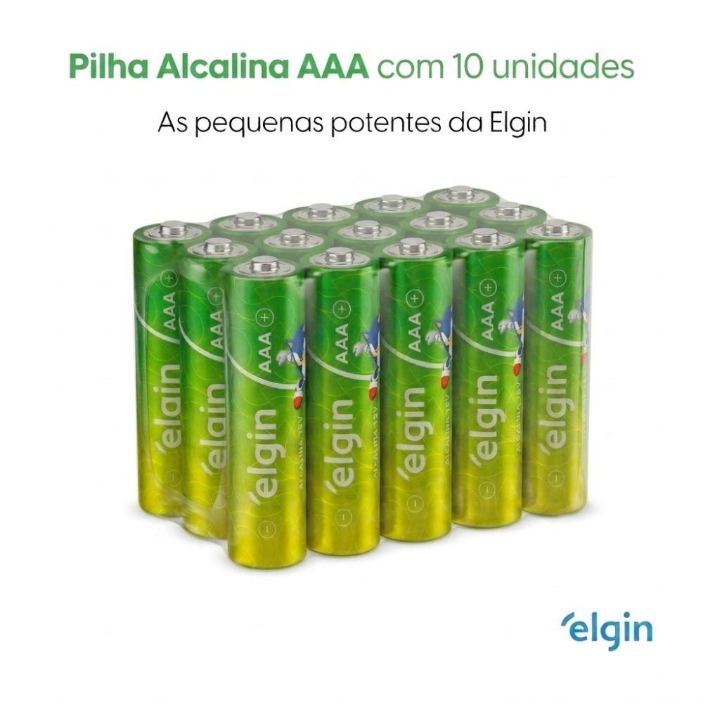 Pilha Alcalina AAA Comum Elgin Shrink - 10 Unidades (ELE000000082430)