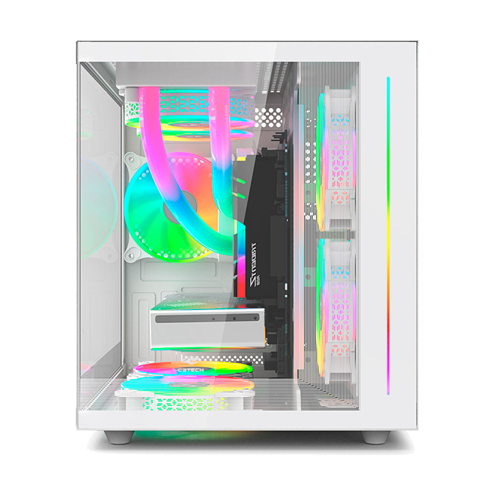 Gabinete Gamer C3Tech Gaming Aquarius MT-G810WH, Mini Tower, Micro ATX, Lateral em Vidro Temperado, Branco - MT-G810WH