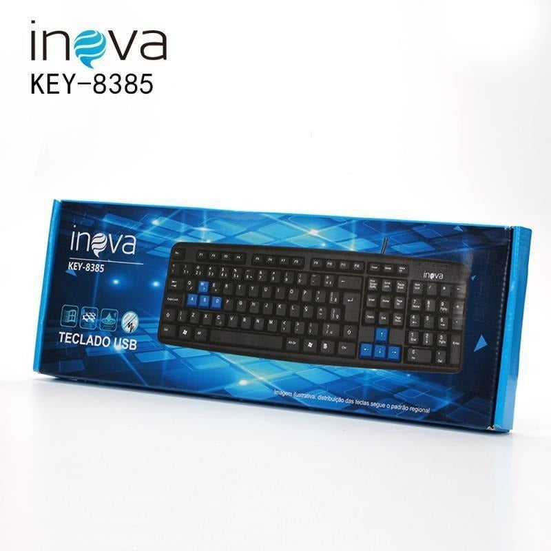 Teclado USB Inova Preto Com Teclas Azuis Key-8385