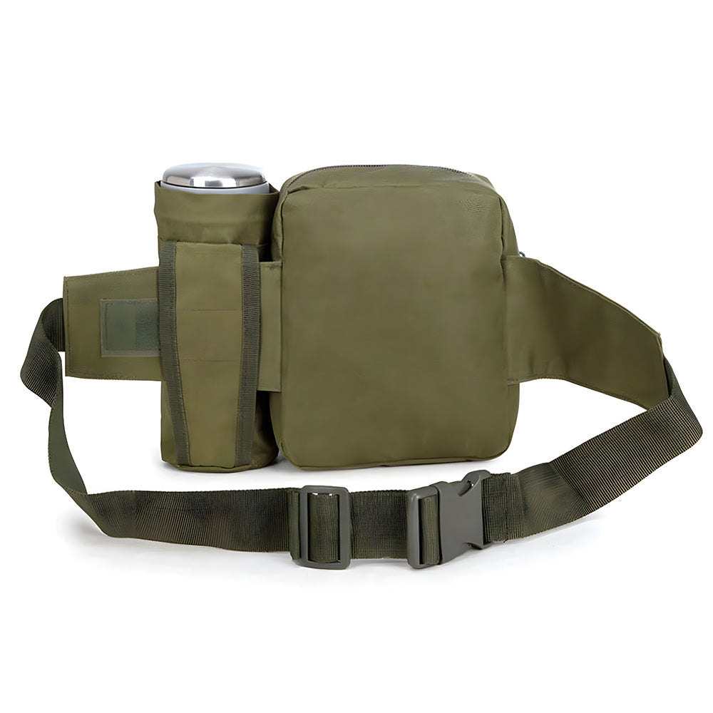 Bolsa de Cintura, Masculina, Pochete Militar, Para Viagens, Com Suporte Para Garrafa De Água, Nylon, Verde