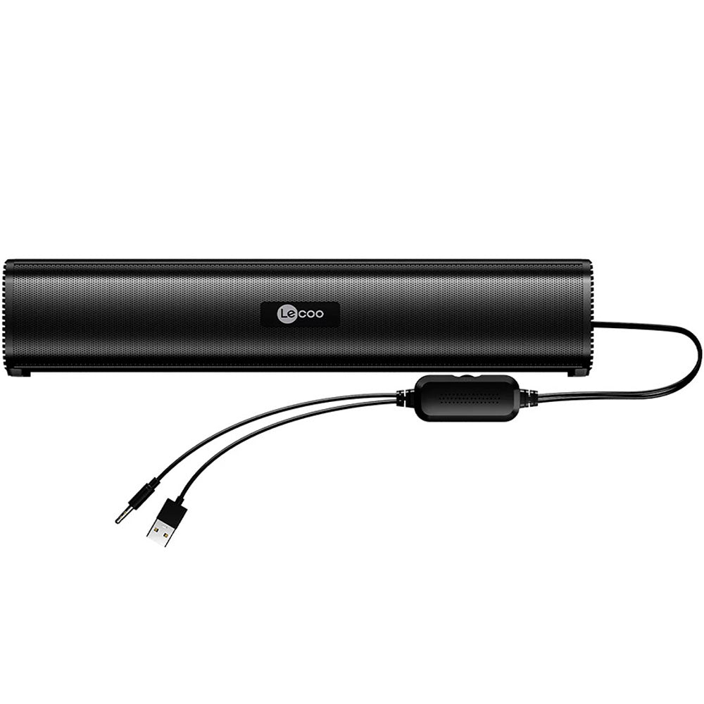SoundBar Lecoo 2.0 Conexão P2, Alimentação USB Drive, Dois Alto Falantes, 6W, Lecoo DS107 - Preto