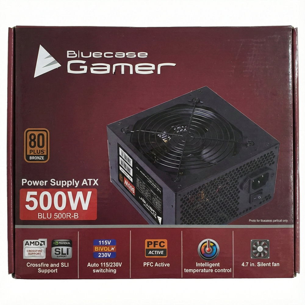 Fonte ATX 500W Bluecase BLU500R-B 80 Plus Bronze PFC Ativo Bivolt