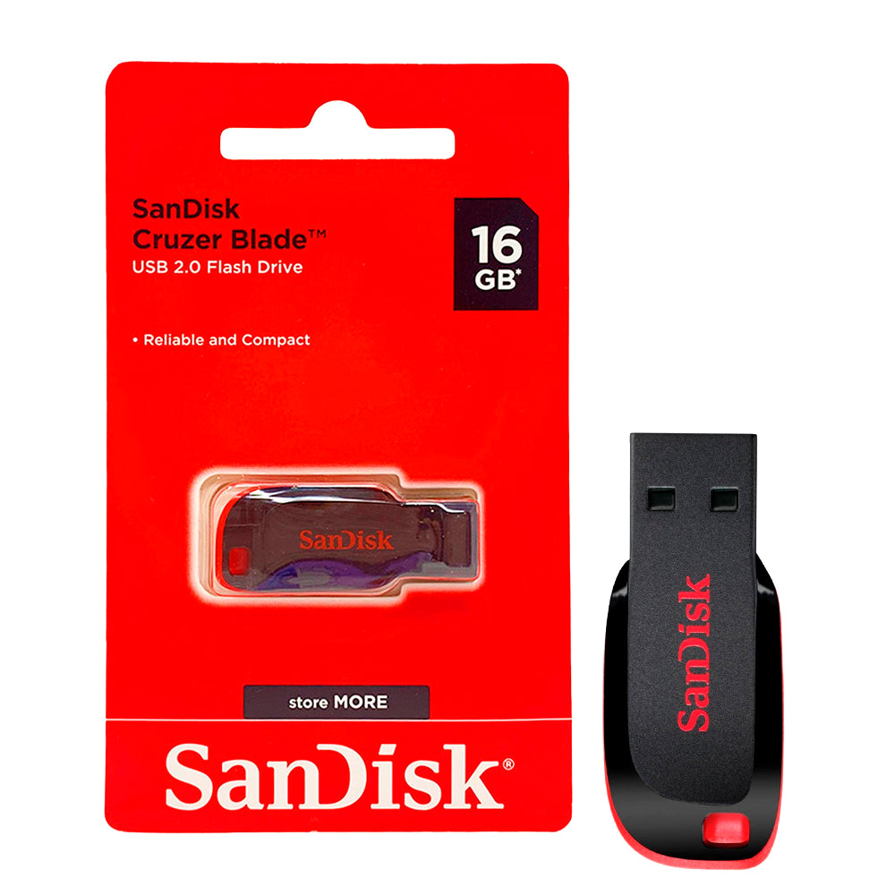 Pen Drive SanDisk Cruzer Blade 16GB USB 2.0, até 15MB/s de Leitura – Modelo SDCZ50-016G-B35
