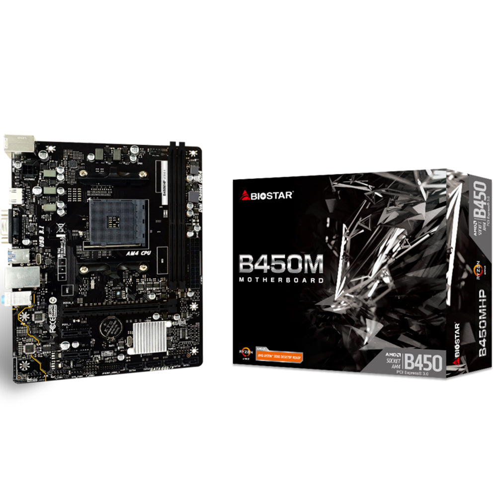Placa Mãe Biostar B450MHP, Chipset B450, AMD AM4, mATX, DDR4, USB 3.2